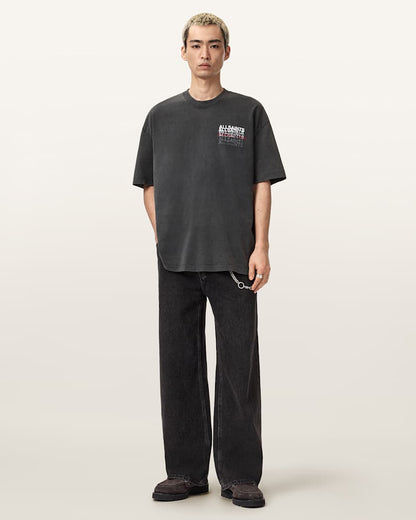 AllSaints Graphene Oversized Graphic T Shirt Washed Black
