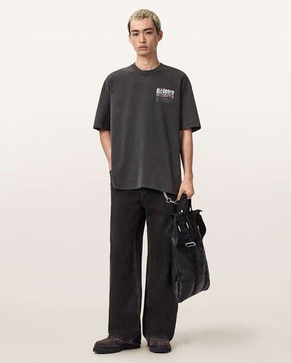 AllSaints Graphene Oversized Graphic T Shirt Washed Black