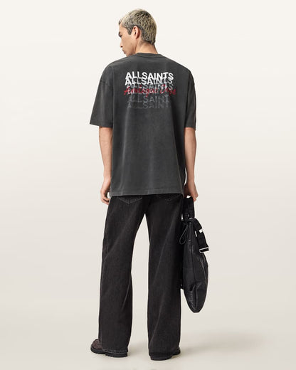 AllSaints Graphene Oversized Graphic T Shirt Washed Black