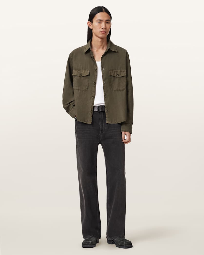 AllSaints Strand Relaxed Fit Shirt Mangrove Green