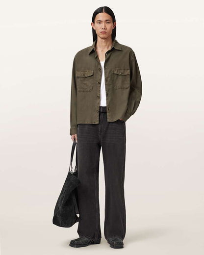 AllSaints Strand Relaxed Fit Shirt Mangrove Green