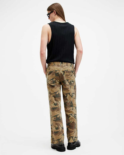 AllSaints Gaspar Camouflage Relaxed Fit Pants Camo Brown