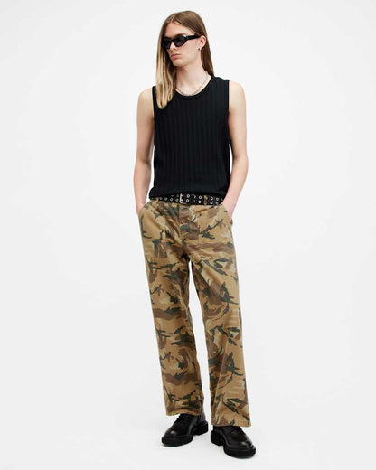 AllSaints Gaspar Camouflage Relaxed Fit Pants Camo Brown