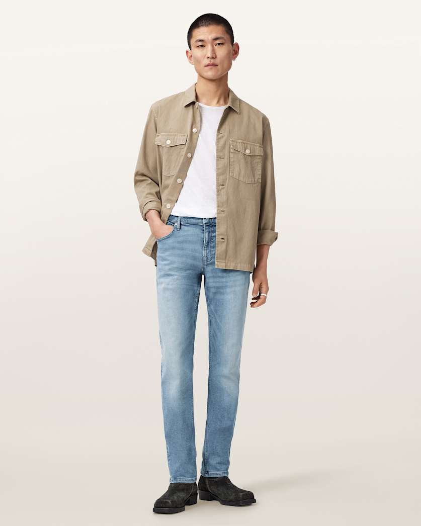 AllSaints Sid Skinny Fit Denim Jeans Light Indigo