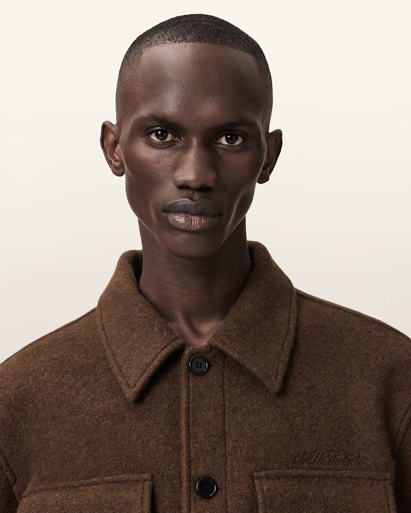 AllSaints Cayson Wool Blend Jacket Cider Brown