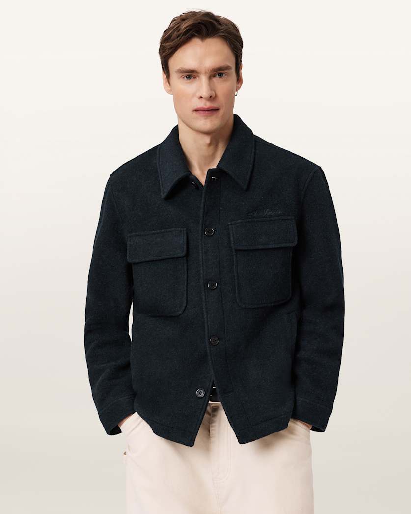 AllSaints Cayson Wool Blend Jacket Cider Brown