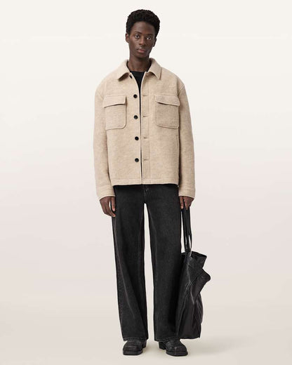 AllSaints Cayson Wool Blend Jacket Cider Brown
