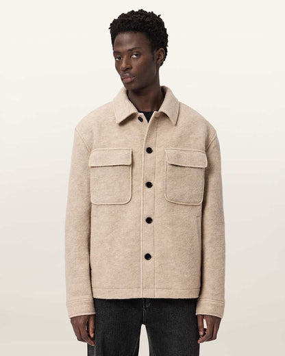 AllSaints Cayson Wool Blend Jacket Cider Brown