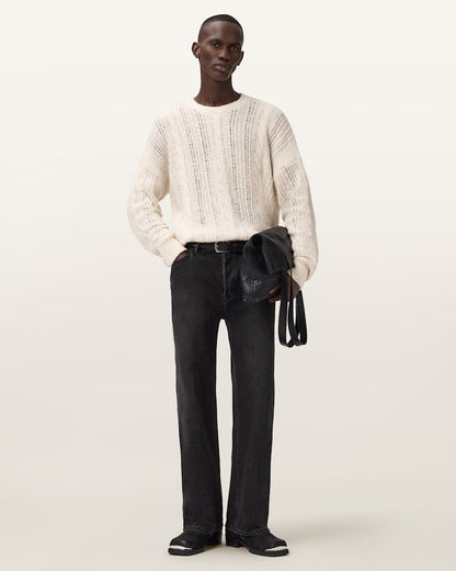 AllSaints Josif Oversized Wool Sweater Ecru White