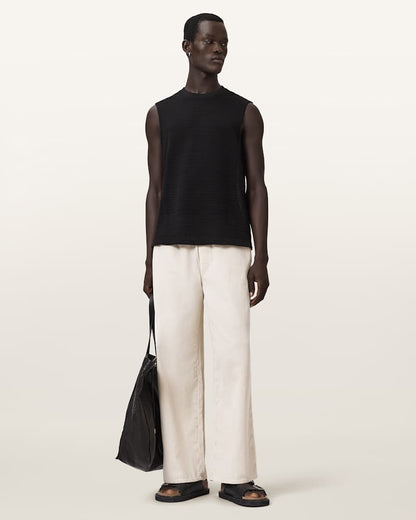AllSaints Cove Sleeveless Crew Neck Cotton T Shirt Jet Black