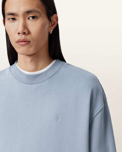 AllSaints Asher Ramskull Oversized Sweatshirt Maya Blue