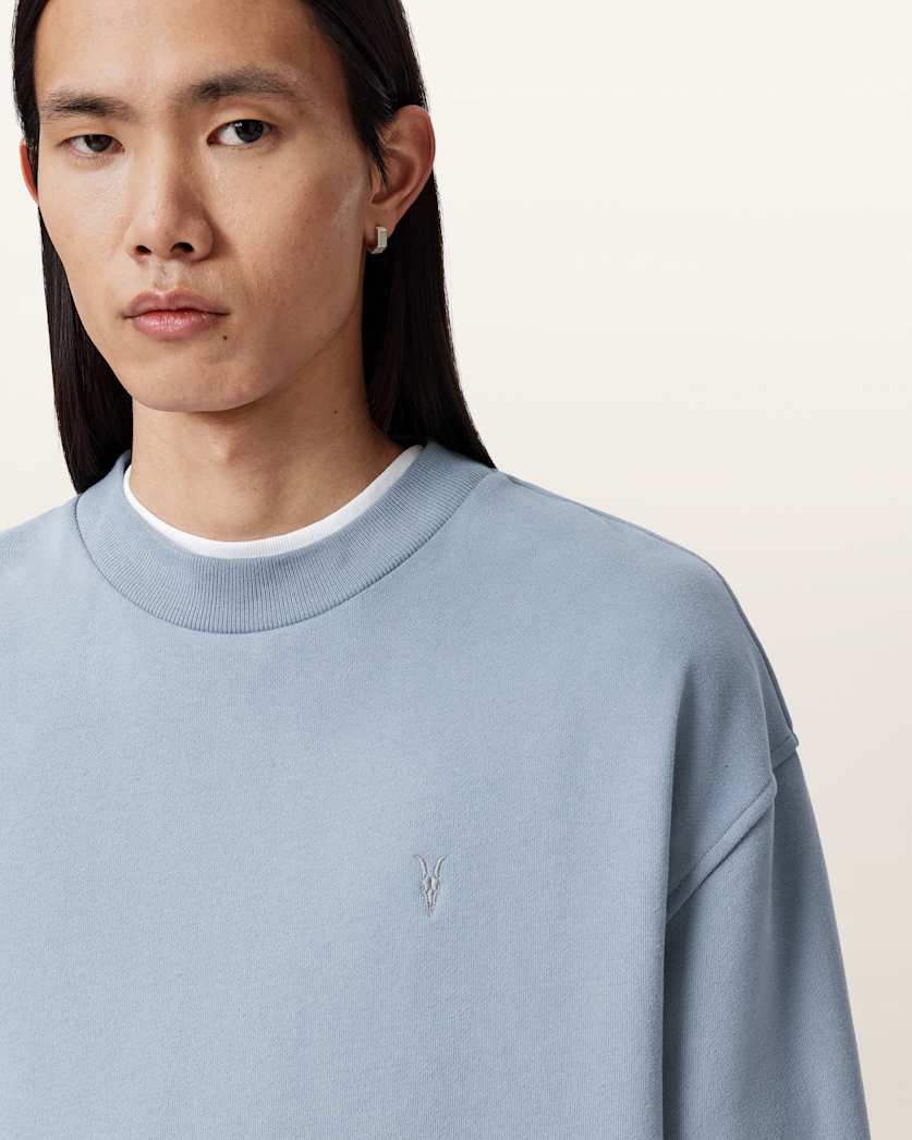 AllSaints Asher Ramskull Oversized Sweatshirt Maya Blue