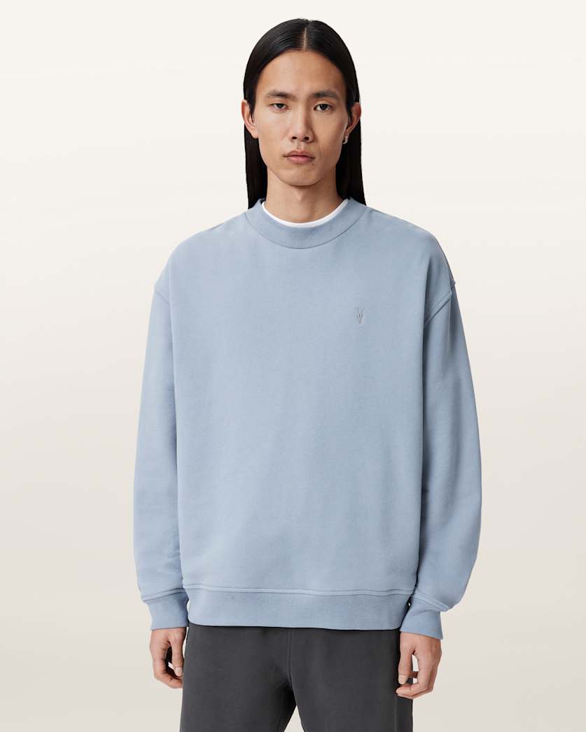 AllSaints Asher Ramskull Oversized Sweatshirt Maya Blue