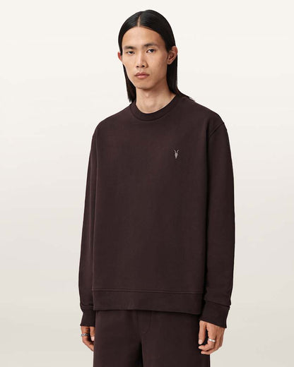AllSaints Asher Ramskull Boxy Sweatshirt Misty Blue
