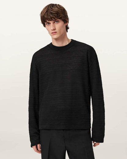 AllSaints Cove Long Sleeve T Shirt Jet Black