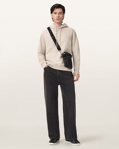 AllSaints Asher Ramskull Oversized Hoodie Sandstone Brown