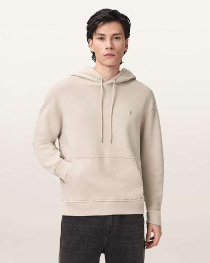 AllSaints Asher Ramskull Oversized Hoodie Sandstone Brown