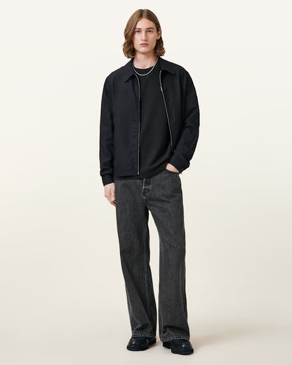 AllSaints Ellis Waffle Texture Crew Neck Ramskull T Shirt Chalk White