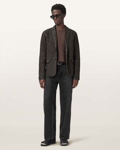 AllSaints Monet Waxed Suede Blazer Dune Brown
