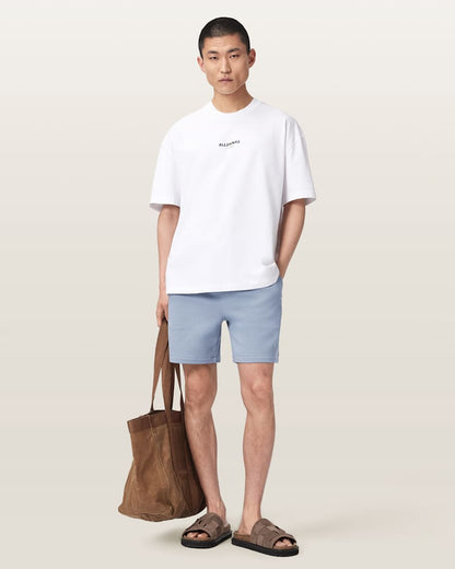 AllSaints Asher Straight Fit Ramskull Sweat Shorts Jet Black