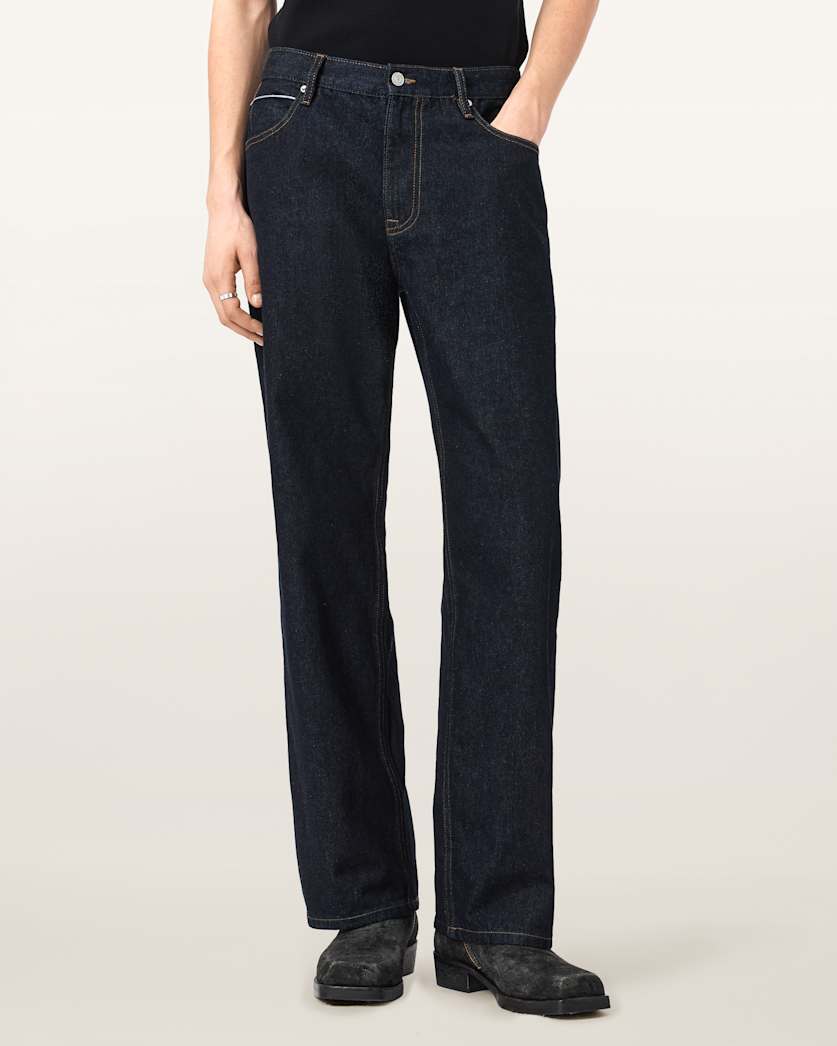AllSaints Mullen Straight Leg Selvedge Denim Jeans Rinse Selvedge