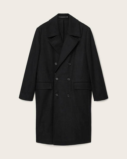 AllSaints Curran Relaxed Fit Wool Coat Black