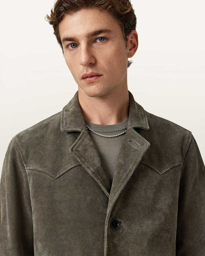 AllSaints Hornett Suede Blazer Gull Brown