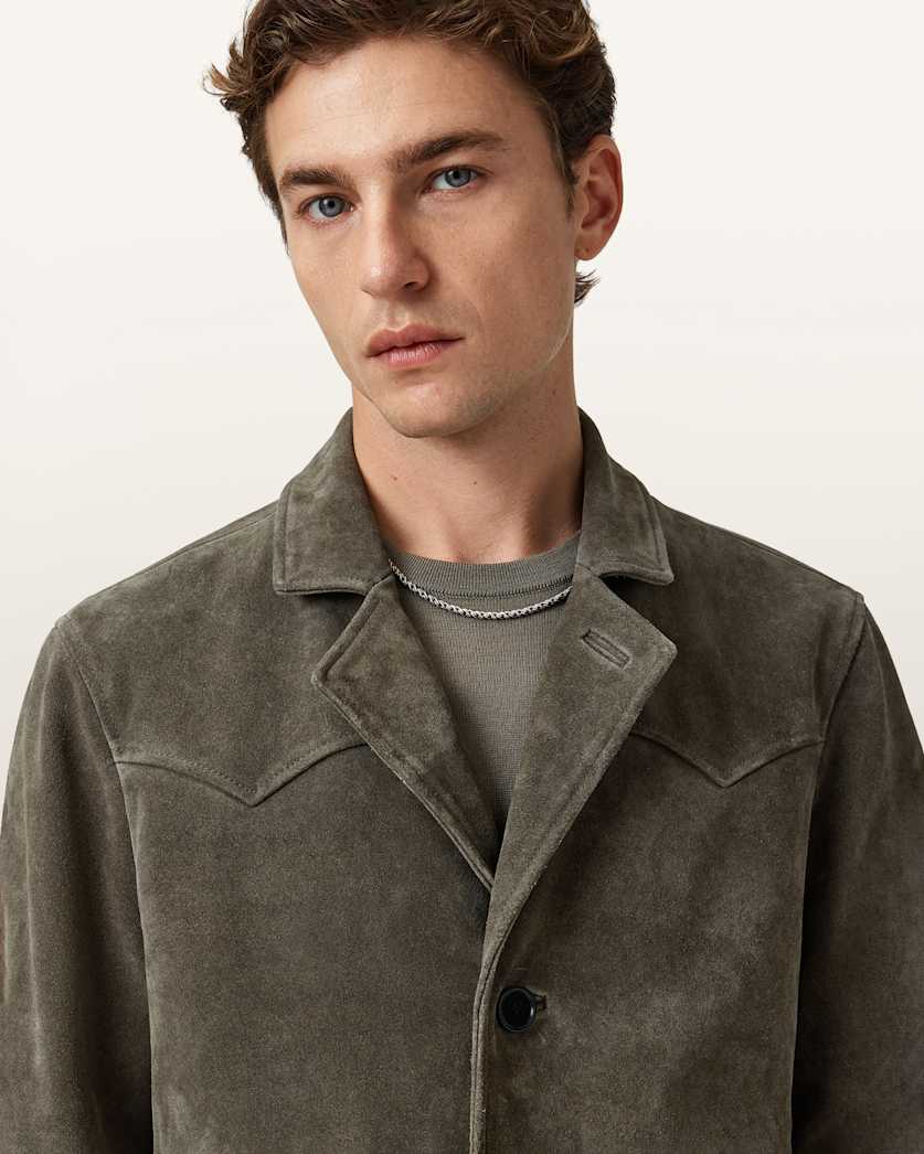 AllSaints Hornett Suede Blazer Gull Brown