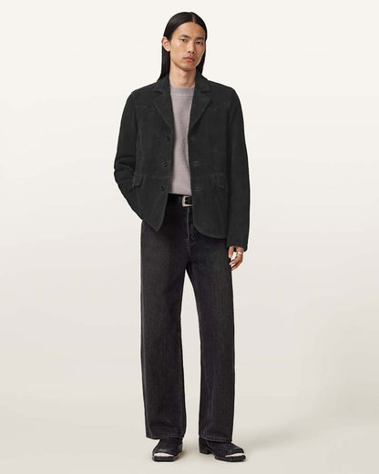 AllSaints Hornett Suede Blazer Gull Brown