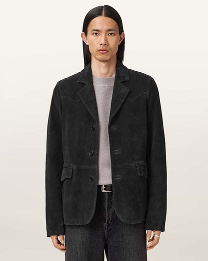 AllSaints Hornett Suede Blazer Gull Brown