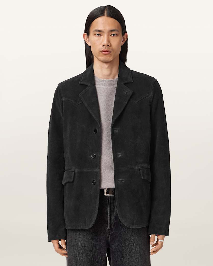 AllSaints Hornett Suede Blazer Gull Brown