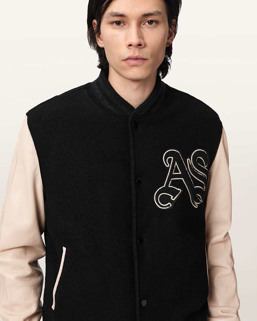 AllSaints Holloway Bomber Jacket Black/White