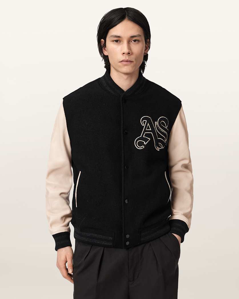 AllSaints Holloway Bomber Jacket Black/White