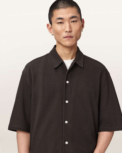 AllSaints Stallone Oversized Short Sleeve Shirt Villa Blue