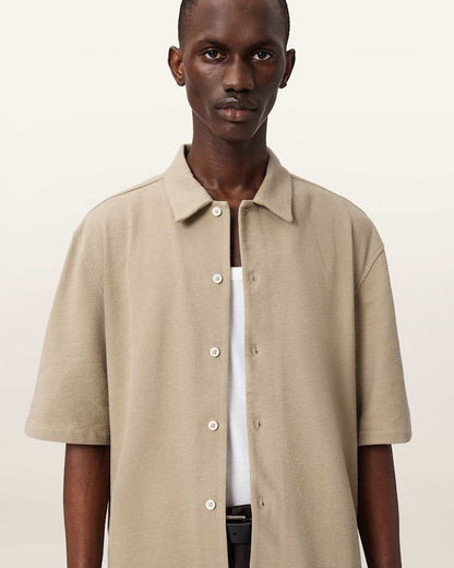 AllSaints Stallone Oversized Short Sleeve Shirt Villa Blue