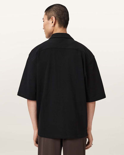 AllSaints Stallone Oversized Short Sleeve Shirt Villa Blue