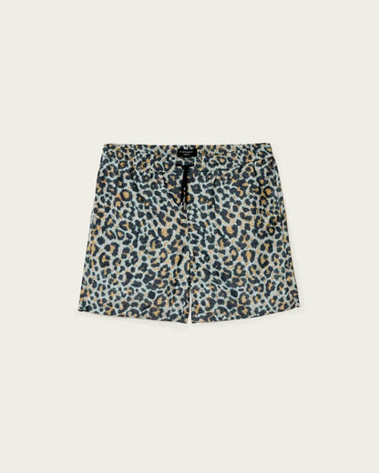 AllSaints Silesia Leopard Print Slim Fit Swim Shorts Clouded Grey