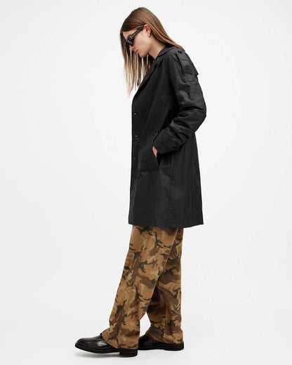 AllSaints Allman Waxed Water Repellent Mac Black