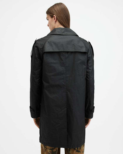 AllSaints Allman Waxed Water Repellent Mac Black