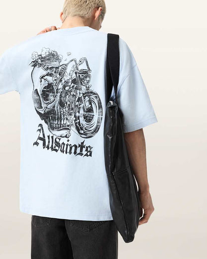 AllSaints Panhead Oversized Graphic T Shirt Villa Blue