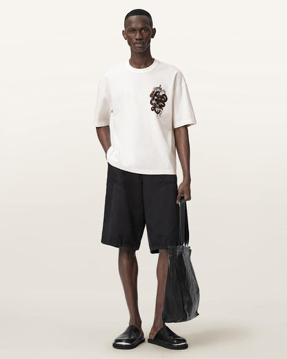 AllSaints Araknid Short Sleeve Boxy Graphic T Shirt Washed Black