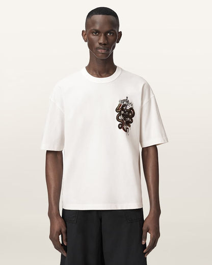 AllSaints Araknid Short Sleeve Boxy Graphic T Shirt Washed Black