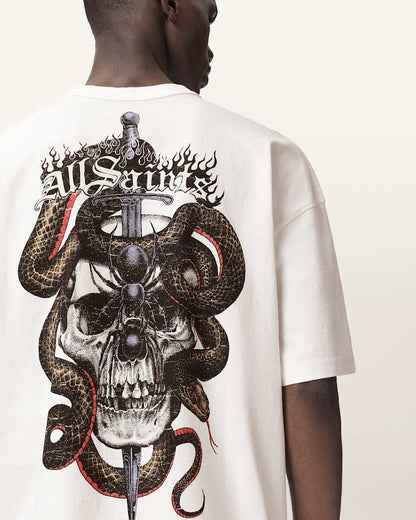 AllSaints Araknid Short Sleeve Boxy Graphic T Shirt Washed Black