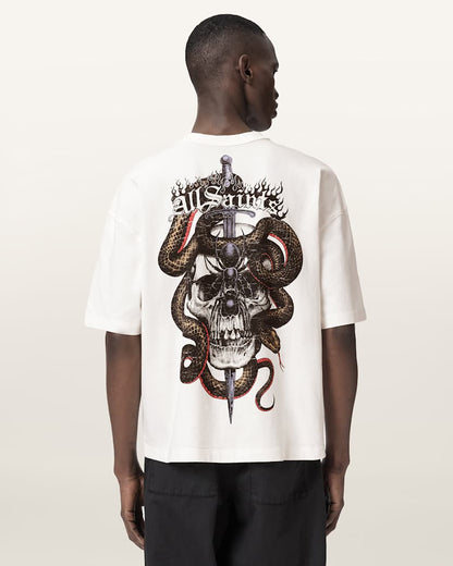AllSaints Araknid Short Sleeve Boxy Graphic T Shirt Washed Black