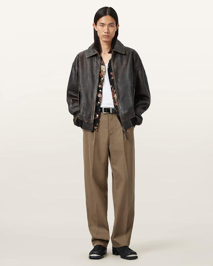 AllSaints Tallis Straight Leg Pants Feather Taupe