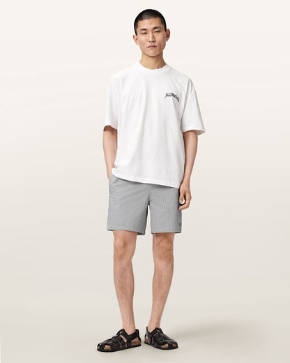 AllSaints Cipher Striped Swim Shorts Chalk White/Blue