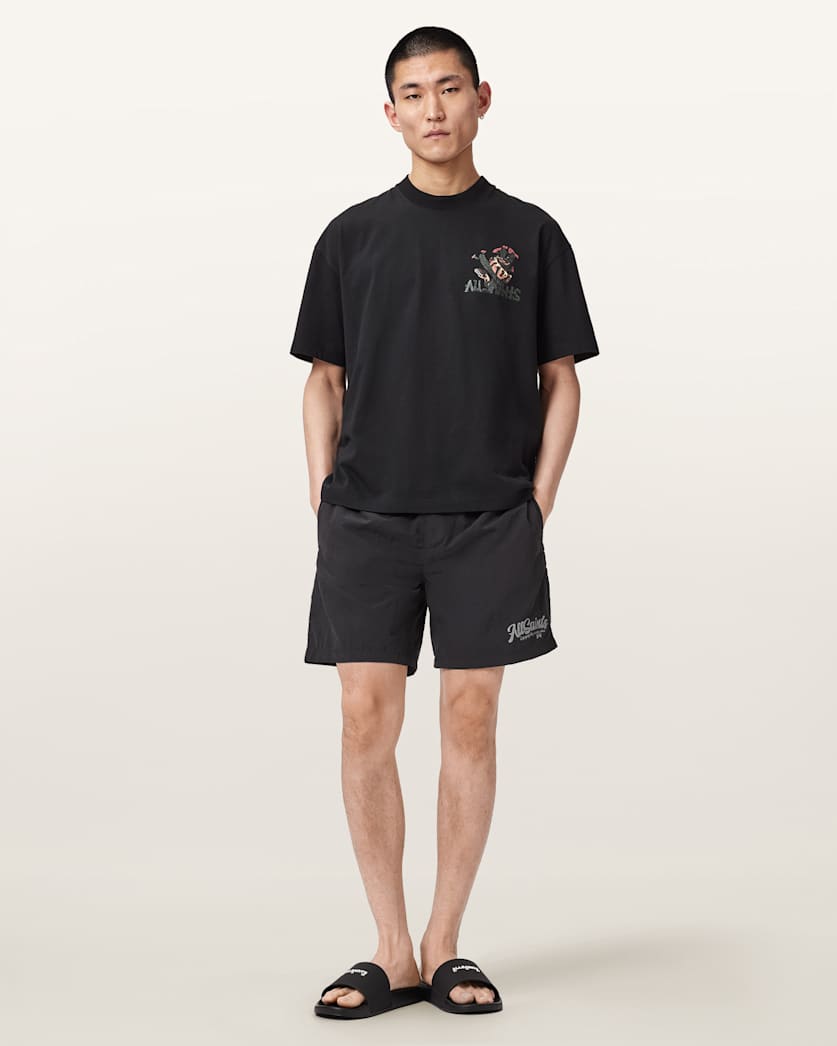 AllSaints Odyssey Slim Fit Swim Shorts Washed Black