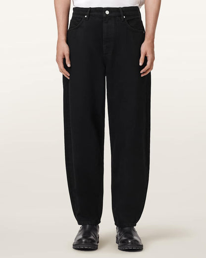 AllSaints Curve Barrel Leg Denim Jeans Washed Black