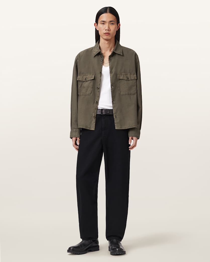 AllSaints Curve Barrel Leg Denim Jeans Washed Black