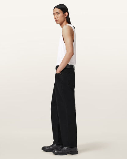 AllSaints Curve Barrel Leg Denim Jeans Washed Black